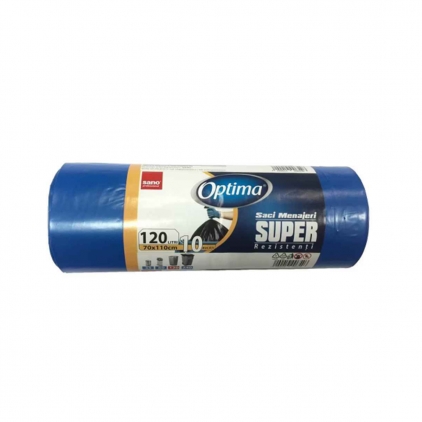Saci menajeri HDPE, 30 l, verzi, 20 bucati/rola Saci menajeri LDPE, albastri, 120L, 70x110 cm, 31 microni, 10 saci/rola