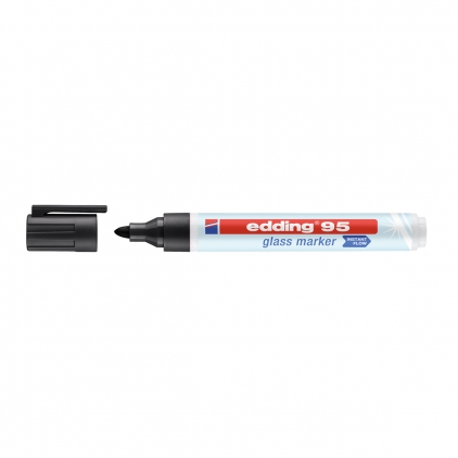 Marker Creativ Brush Sharpie Creative Acrylic Paint Water Based Red Marker Edding 95, suprafata sticla, varf rotund 1.5-3mm, negru