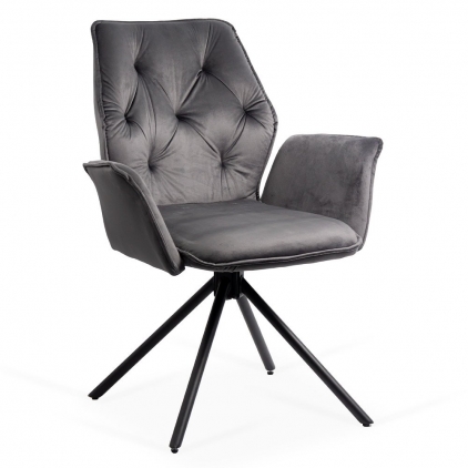 Scaun de bucatarie din catifea si cadru din lemn BUC 241V portocaliu Scaune living rotative din catifea BUC 0224 gri