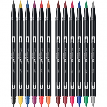 Marker Edding 8900 pentru retusuri mobilier lemn, arin Set 12 Marker Dual Brush Watercoloring Tombow ABT Primary Colours