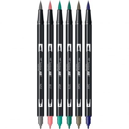 Kit Edding 8901, ceara pentru reparatii mobila, molid, blister Set 6 Marker Dual Brush Watercoloring Tombow ABT Vintage Colours