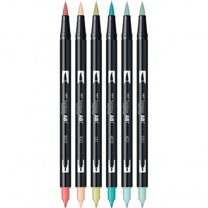 Marker Permanent Bullet Sharpie Fine Point Black Set 6 Marker Dual Brush Watercoloring Tombow ABT Candy Colours