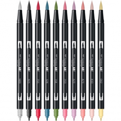 Marker permanent Edding 751 cu vopsea, corp metalic, varf rotund, 1-2 mm, alb Set 10 Marker Dual Brush Watercoloring Tombow ABT Manga Shojo