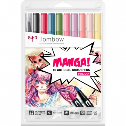 Marker permanent Edding 751 cu vopsea, corp metalic, varf rotund, 1-2 mm, alb Set 10 Marker Dual Brush Watercoloring Tombow ABT Manga Shojo