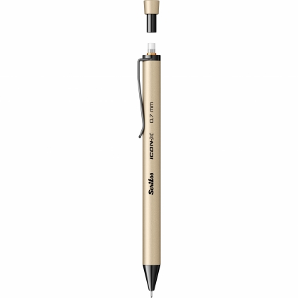 Creion Grafit Tombow MONO 100 Black 4H Creion Mecanic 0.7 Scrikss Icon-X Matte Beige BT