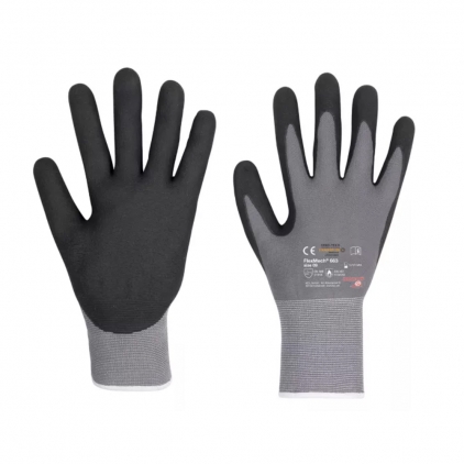 Manusi protectie imersate, Sacla 6039, negre, marimea 10 Manusi poliamida Honeywell, imersate nitril Flexmech 663, touchscreen 9