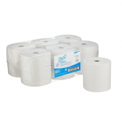Rezerva hartie igienica Kimberly-Clark Hostess Bulk Pack, alba, 32 pachete/bax Rola prosop Scott Airflex, 1 strat, 20cm x 354m, 6 role/set