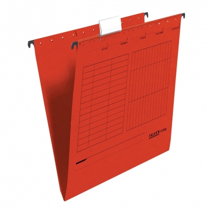 Dosar PP cu multiperforatii Esselte VIVIDA, A4, rosu, 10 buc/set Dosar suspendabil Falken, carton, rosu, 25 bucati/cutie