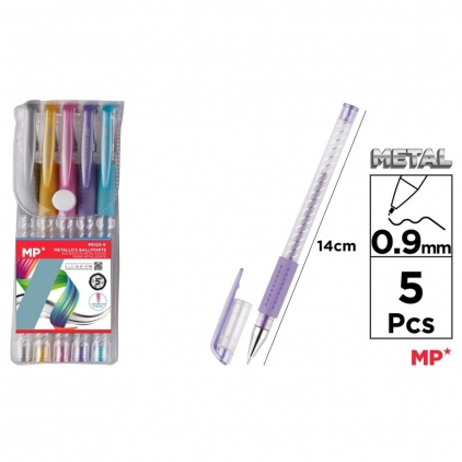 Roller cu gel, Pentel, Energel, 0.5 mm, plastic, negru Set 5 rollere cu gel Main Paper, varf 0.9 mm, culori metalizate