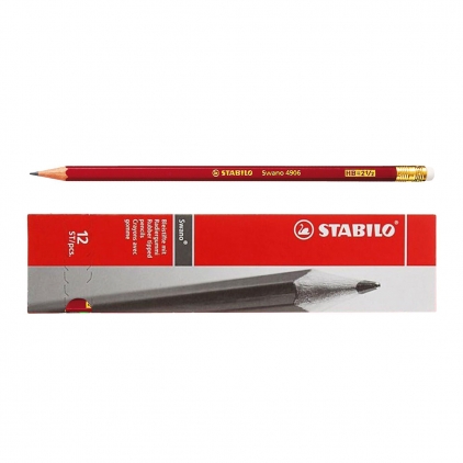 Creion Mecanic 1.0 Rotring Tikky III Burgundy - Color Code Creion grafit Stabilo Swano 4906, mina HB, cu radiera, rosu, ascutit