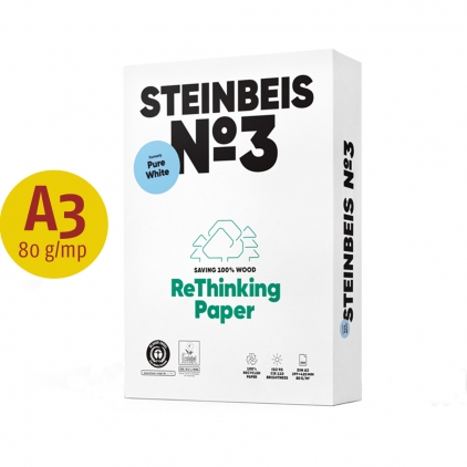 Hartie, Office Express, A5, 80 g, 500 coli/top Hartie copiator reciclata, Steinbeis NO 3 Pure White, A3, 80 g/mp, 500 coli/top