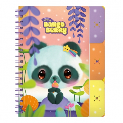 Carte stickere A5, 8 file, diverse modele Notes cu separatoare si spira Bangoberry Pally Panda, 200 pagini