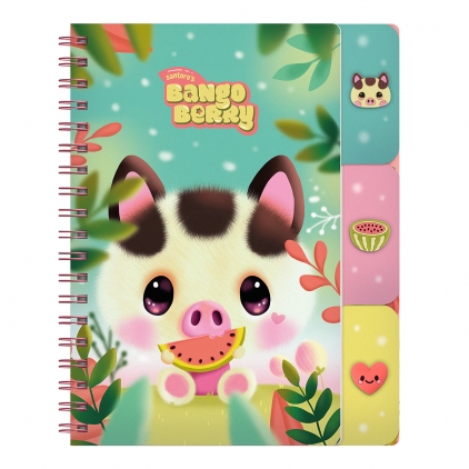 Coperta carte 460 x 280 mm Notes cu separatoare si spira Bangoberry Piggy Porcusorul, 200 pagini