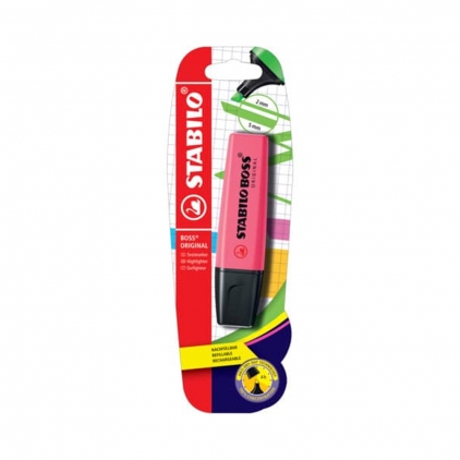 Set 12 rezerve stilou, blister, albastru standard Textmarker Stabilo Boss Original, roz, blister
