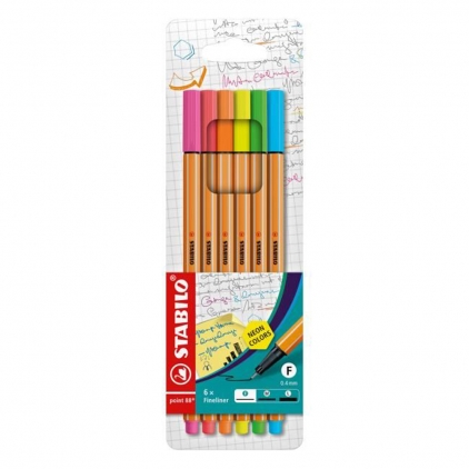 Set 4 markere Gorjuss, cerneala care isi schimba culoarea Fineliner Stabilo Point 88, 0.4 mm, 6 culori, neon/set etui