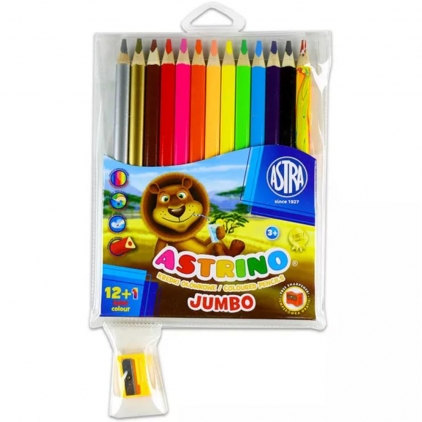 Markere pentru copii Morocolor Primo, varf fin, 120 bucati Creioane colorate Astra triunghiulare Astrino, 12 bucati/set