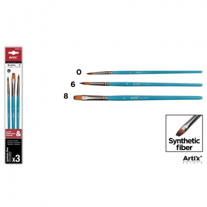 Tempera Morocolor Primo, 5 culori, tuburi de aluminiu, 12ml Set 3 pensule Main Paper, numarul 0, 6, 8