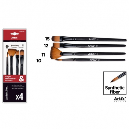 Canvas pentru copii Main Paper, 25 cm, 280g/mp Set 4 pensule Main Paper, numarul 10, 11, 12, 15 
