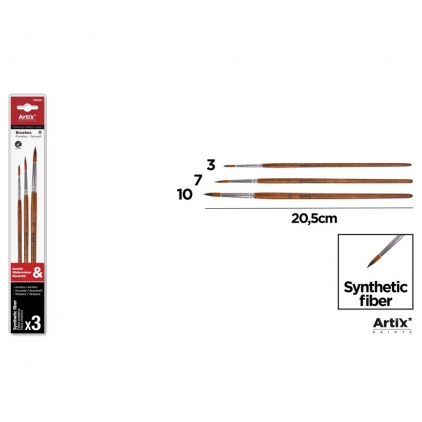 Tempera metalizata Morocolor Primo 300 ml rosu Set 3 pensule Main Paper, numarul 3, 7, 10