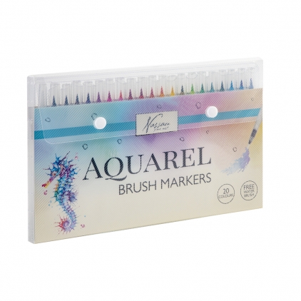 Tempera metalizata Morocolor Primo 300 ml rosu Set 20 markere Creative Craft, varf tip pensula pe baza de apa