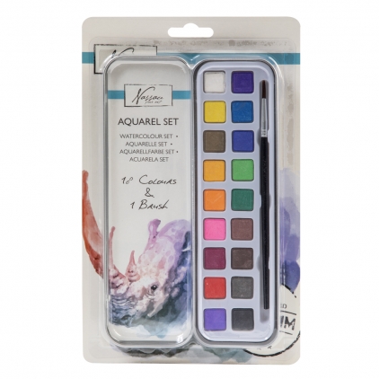 Acuarele Morocolor Primo, diametru pastila 30 mm, 12 culori/cutie Set de culori acuarele Creative Craft, 18 culori si pensula