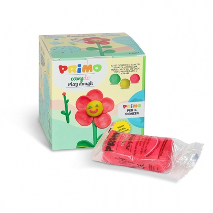 Plastilina moale Morocolor Primo, 5 x 100 g, gluten-free, cu matrita bicicleta Cub creativ Morocolor Primo Cubido plastilina, 3 culori a 60 g, design floare