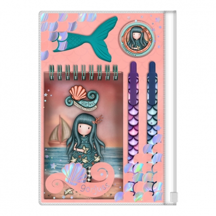 Set 2 buzunare plastic Gorjuss A4, prindere capsa portocaliu Set Gorjuss Washed Ashore, notes, radiera, pix, creion mecanic