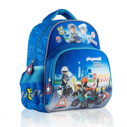 Ghiozdan BP26 ST Right Black Glitter 3 compartimente, 39x27x17 cm Ghiozdan scolar Astra, 1 compartiment, Playmobil Politie
