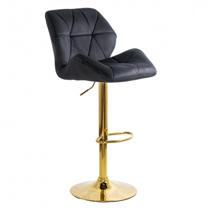 Scaune bar ABS 151 gri Scaun de bar negru, modern, din catifea, cu baza aurie ABS 148