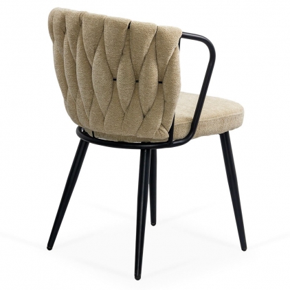 Scaun dining din catifea BUC 257 bej Scaun dining bej confortabil cu tapițerie din stofa premium si design modern BUC 262