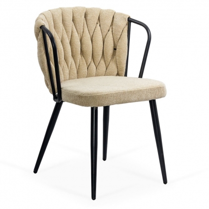 Scaun dining din catifea BUC 257 bej Scaun dining bej confortabil cu tapițerie din stofa premium si design modern BUC 262