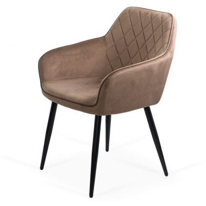 scaun living din catifea cu picioare negre BUC 207 gri Scaun dining maro din catifea elegant si confortabil cu picioare stabile BUC 258