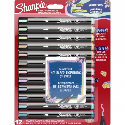 Set 2 Markere cu Creta Lichida Bullet Sharpie Chalk Medium Point White Set 12 Markere Creativ Bullet Sharpie Creative Acrylic Paint Water Based Earth Tones