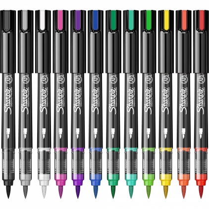 Marker Edding 8900 pentru retusuri mobilier lemn, arin Set 12 Markere Creativ Brush Sharpie Creative Acrylic Paint Water Based Assorted Colors