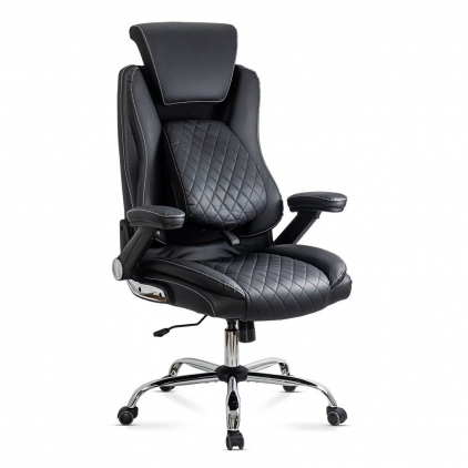 Scaun de birou ergonomic cu spatar inalt, suport lombar si cotiere rabatabile OFF 336 bleu Scaun directorial negru OFF 651 din piele ecologica cu suport lombar si tetiera reglabila