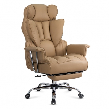 Scaun de birou ergonomic cu spatar inalt, suport lombar si cotiere rabatabile OFF 336 bleu Scaun directorial bej din piele ecologica rezistent pana la 150 de kg OFF 413
