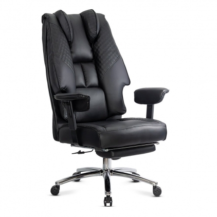 Scaun de gaming ergonomic cu suport de picioare OFF 424 alb Scaun directorial negru din piele ecologica cu brate reglabile si sezut cu arcuri OFF 421