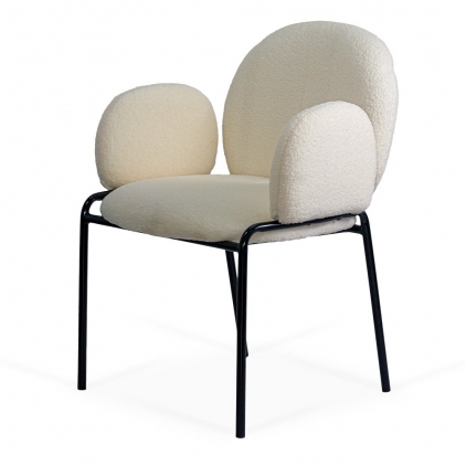 Scaun dining BUC 241 rosu Scaun dining crem din material boucle cu cadru metalic BUC 281