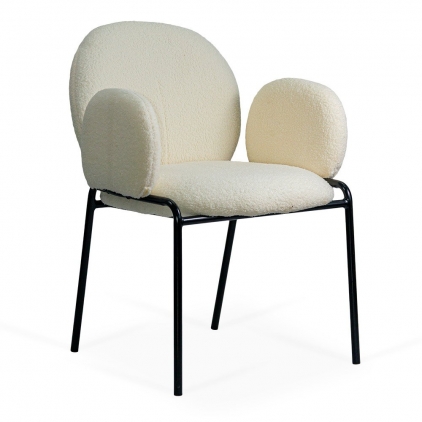 Scaun dining BUC 241 rosu Scaun dining crem din material boucle cu cadru metalic BUC 281