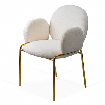 Scaun dining maro din catifea elegant si confortabil cu picioare stabile BUC 258 Scaun dining crem cu tapiterie boucle si cadru metalic auriu BUC 282