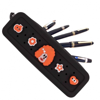 Etui Piele Parker Basic Brown - 2 piese Etui Combo Silicon Cu Charms Acvila SquishyCase Colorjoy Negru