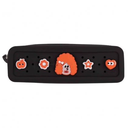 Etui Piele Parker Basic Brown - 2 piese Etui Combo Silicon Cu Charms Acvila SquishyCase Colorjoy Negru