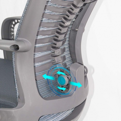 Scaun de birou din mesh cu tetiera si suport picioare OFF 430 gri Scaun ergonomic din mesh cu suport lombar SYYT 9502 gri