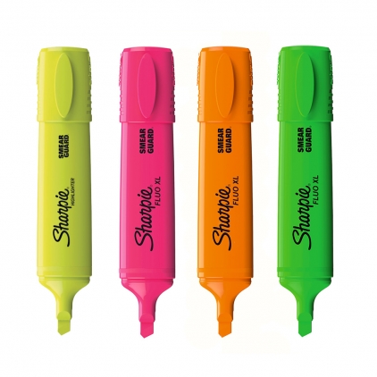 Marker pentru tabla Kores, varf rotund, 3-5 mm, negru Set 4 Textmarkere Sharpie Fluo XL