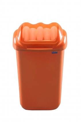  Cos plastic cu capac batant, pentru reciclare selectiva, capacitate 50l, PLAFOR Fala - portocaliu