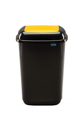  Cos plastic reciclare selectiva, capacitate 45l, PLAFOR Quatro - negru cu capac galben - plastic