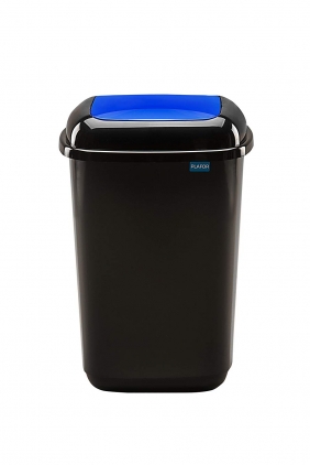  Cos plastic reciclare selectiva, capacitate 45l, PLAFOR Quatro - negru cu capac albastru - hartie