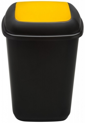  Cos plastic reciclare selectiva, capacitate 90l, PLAFOR Quatro - negru cu capac galben - plastic