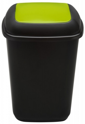  Cos plastic reciclare selectiva, capacitate 90l, PLAFOR Quatro - negru cu capac verde - sticla