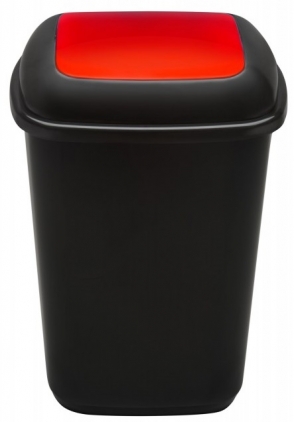  Cos plastic reciclare selectiva, capacitate 90l, PLAFOR Quatro - negru cu capac rosu - metal